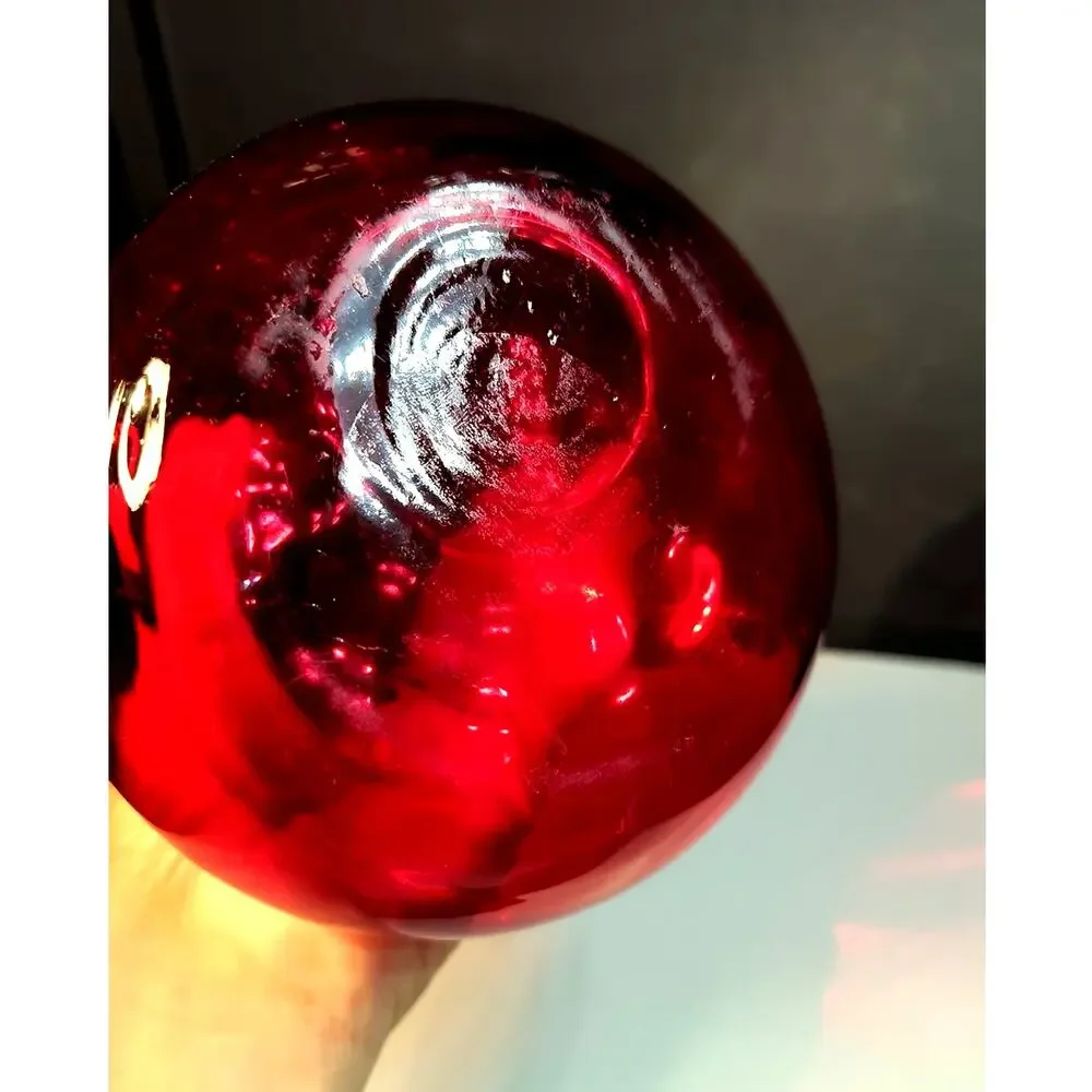 2118. Vintage Cranberry or Ruby Red Glass Vase 8 Inches Bulbous Base